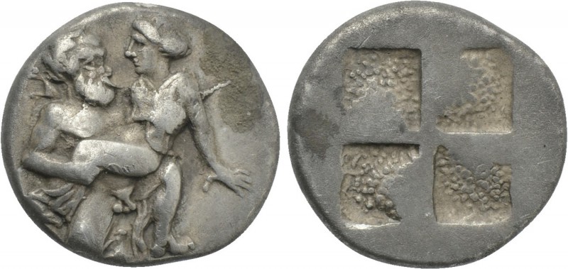THRACE. Thasos. Drachm (Circa 412-404 BC). 

Obv: Ithyphallic satyr advancing ...