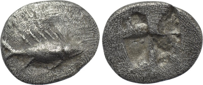 MYSIA. Kyzikos. Obol (Circa 550-530 BC). 

Obv: Tunny right.
Rev: Quadriparti...