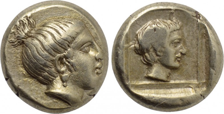 LESBOS. Mytilene. EL Hekte (Circa 412-378 BC). 

Obv: Head of nymph right.
Re...