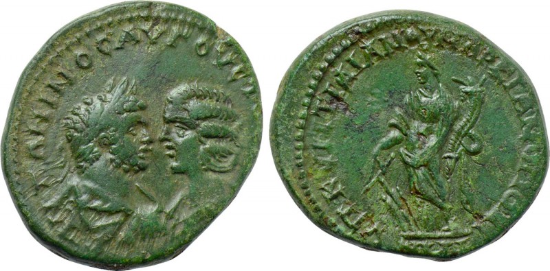MOESIA INFERIOR. Marcianopolis. Caracalla with Julia Domna (198-217). Ae Pentass...