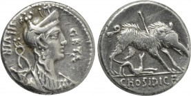 C. HOSIDIUS C. F. GETA. Denarius (64 BC). Rome.