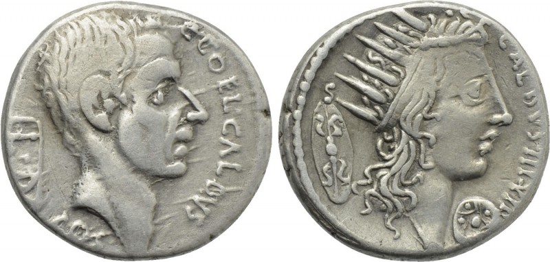 C. COELIUS CALDUS. Denarius (53 BC). Rome. 

Obv: C COEL CALDVS / COS. 
Bare ...