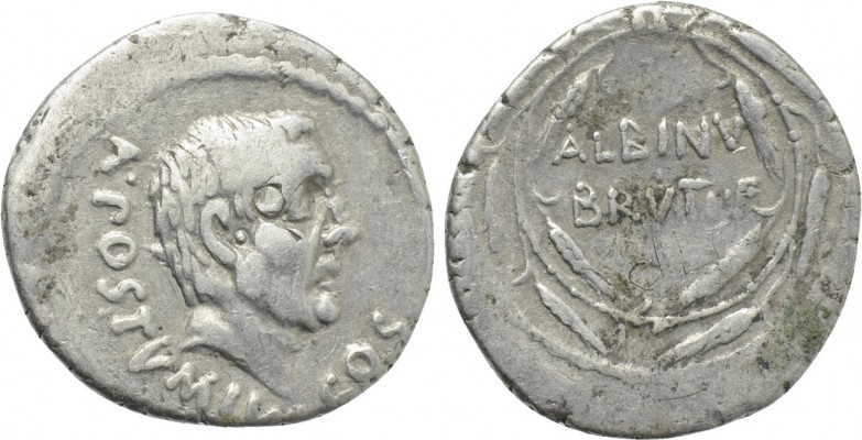 ALBINUS BRUTI F. Denarius (48 BC). Rome. 

Obv: A POSTVMIVS COS. 
Bare head o...