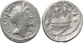 L. MUSSIDIUS LONGUS. Denarius (42 BC). Rome.