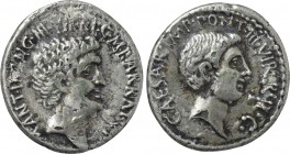 MARK ANTONY and OCTAVIAN. Fourrée Denarius (41 BC). M. Barbatius Pollio, quaestor pro praetore. Imitating Ephesus.