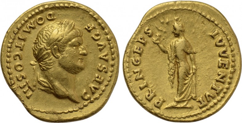 DOMITIAN (Caesar, 69-81). GOLD Aureus. Rome. 

Obv: CAES AVG F DOMIT COS III. ...
