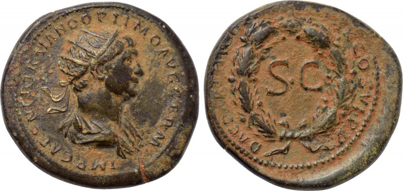 TRAJAN (98-117). As. Rome. Struck for use in the East. 

Obv: IMP CAES NER TRA...