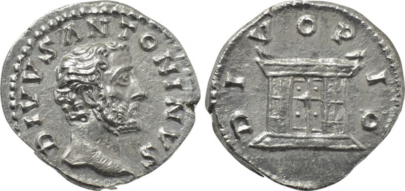 DIVUS ANTONINUS (Died 161). Denarius. Rome. 

Obv: DIVVS ANTONINVS. 
Bare hea...