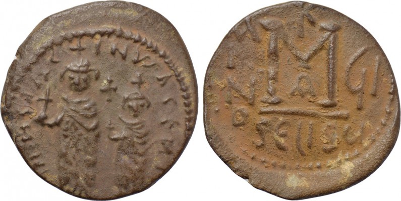 HERACLIUS with HERACLIUS CONSTANTINE (610-641). Follis. Seleucia Isauriae. Dated...