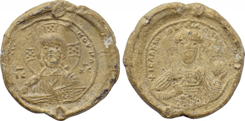 BYZANTINE LEAD SEALS. Isaac II Comnenus (1057-1059). 

Obv: + ЄMMANOVHΛ / IC -...