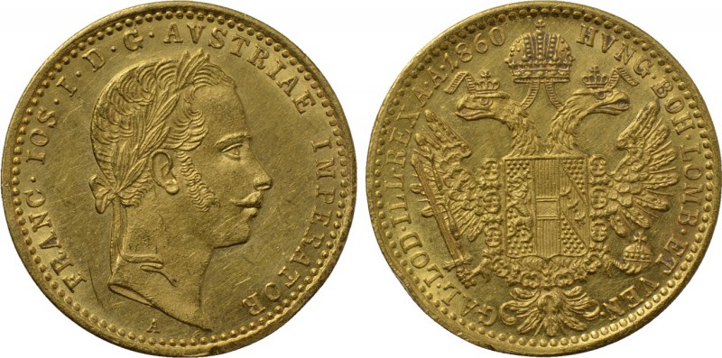 AUSTRIA. Franz Joseph I (1848-1916). GOLD Ducat (1860-A). Wien (Vienna). 

Obv...