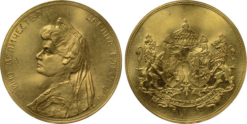 BULGARIA. Eleonora (1908-1917). GOLD Medal. Commemorating her Patronage of the B...