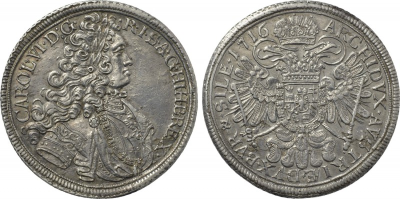 GERMANY. Silesia. Karl VI (Holy Roman Emperor, 1711-1740). Reichstaler (1716). B...