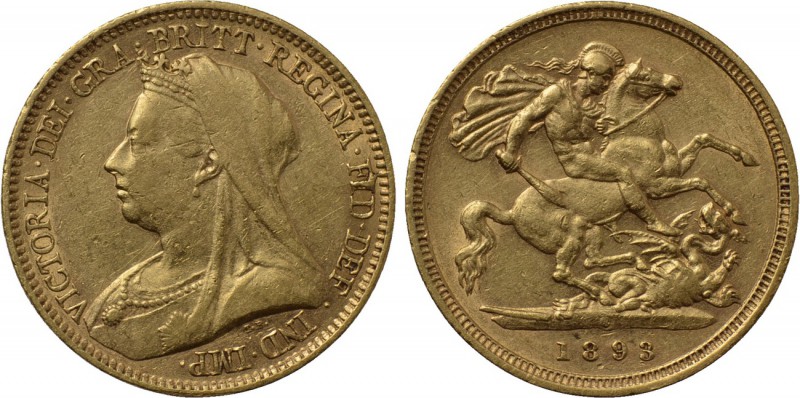 GREAT BRITAIN. Victoria (1837-1901). GOLD Half Sovereign (1893). London. 

Obv...