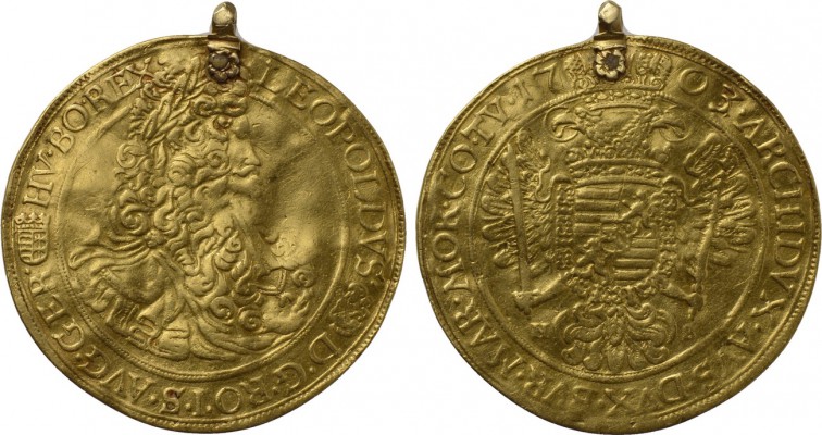 HUNGARY. Leopold I (1657-1705). GOLD 5 Ducats (1703-NB). Nagybánya (Baia Mare). ...