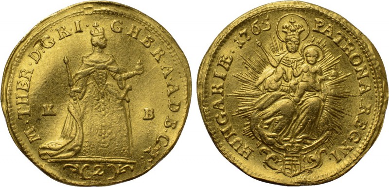 HUNGARY. Maria Theresia (1740-1780). GOLD 2 Ducats (1765). Kremnitz. 

Obv: M ...