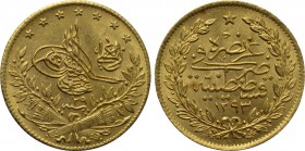 OTTOMAN EMPIRE. Abdülhamid II (AH 1293-1327 / AD 1876-1909). GOLD 50 Kurush or Yarım liralık. Qustantiniya (Constantinople). Dated AH 1293//29 (AD 190...