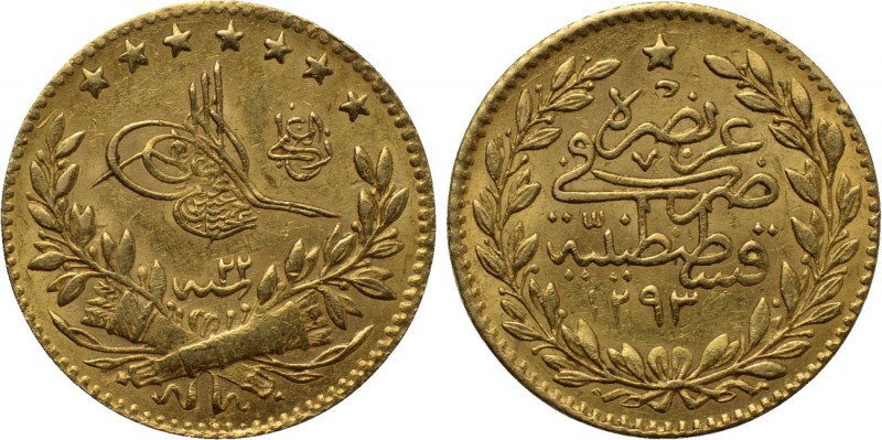 OTTOMAN EMPIRE. Abdülhamid II (AH 1293-1327 / AD 1876-1909). GOLD 25 Kurush or Ç...