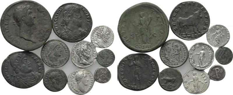 10 Roman coins. 

Obv: .
Rev: .

. 

Condition: See picture.

Weight: g...