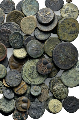 Circa 90 Ancient Coins. 

Obv: .
Rev: .

. 

Condition: .

Weight: g.
...