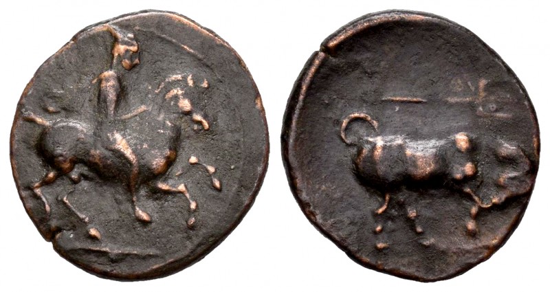 Tesalia. Krannon. AE Chalkous. 400-344 a.C. (Gc-2074). Anv.: Jinete a derecha. R...