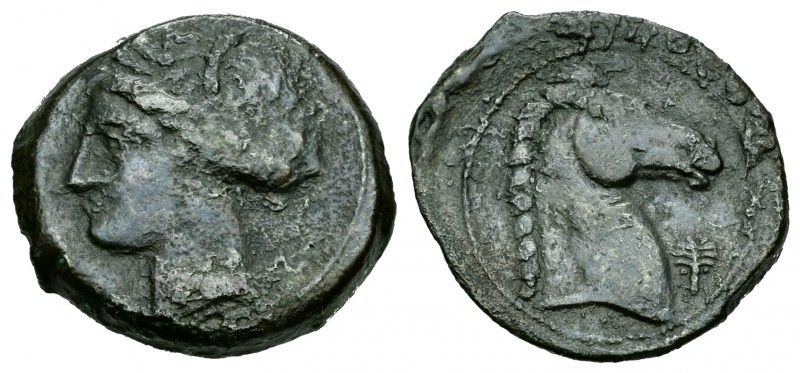 Zeugitania. Calco. 300-264 a.C. Cartago. (Müller-304 variante). Anv.: Cabeza de ...