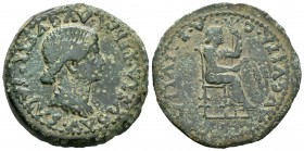 Emerita Augusta. Dupondio. 14-36 d.C. Mérida (Badajoz). (Abh-1026). (Acip-3405). Anv.: Busto de Livia a derecha, alrededor PERM AVGVSTI.SALVS.AVGVSTA....