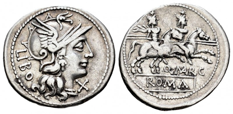 Marcia. Denario. 148 a.C. Roma. (Ffc-848). (Craw-215/1). (Cal-932). Anv.: Cabeza...