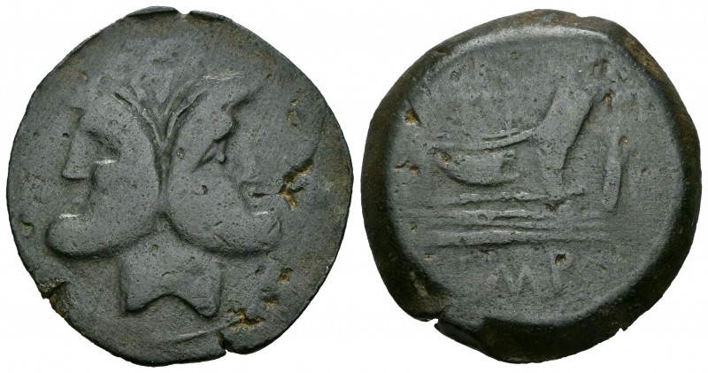 Pompeyo Magno. As. 45 a.C. ¿Colonia Patricia (Córdoba)?. (Spink-1386). Anv.: Cab...