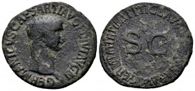 Germánico. As. 42 d.C. Roma. (Spink-1905). (Ric-106). Rev.: SC en campo, alrededor TI CLAV(DIVS C)AEAR GERM PM TRP IMP P P. Ae. 7,47 g. BC-. Est...30,...