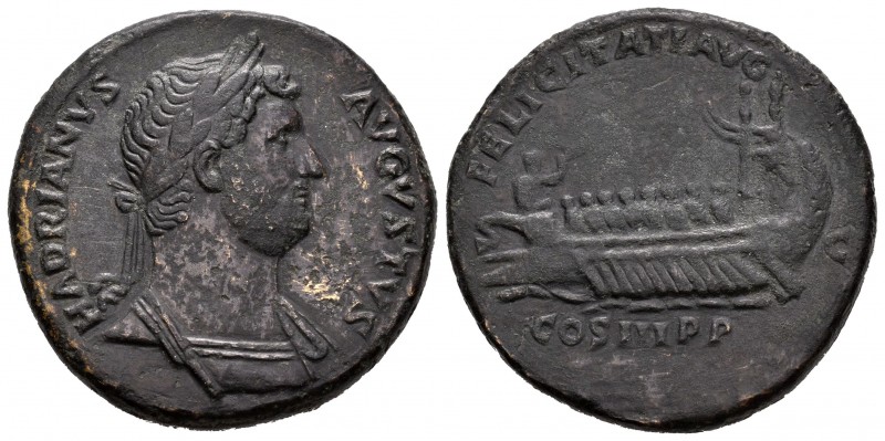 Adriano. Sestercio. 131 d.C. Roma. (Spink-3596). (Ric-706). Rev.: FELICITATI AVG...