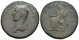 Adriano. Sestercio. 131 d.C. Roma. (Spink-3605). (Ric-711). (Ch-887). Anv.: HADRIANVS AVGVSTVS. Busto vestido de Adriano a izquierda. Rev.: IVSTITIA A...