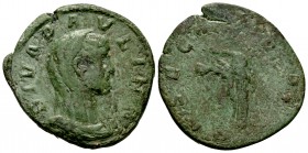 Paulina. Sestercio. 235-235 d.C. Roma. (Spink-8401). (Ric-3). Rev.: Faustina en pavo real, alrededor CONSECRATIO / SC. Ae. 22,20 g. Pátina verde. MBC-...
