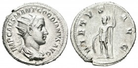 Gordiano III. Antoniniano. 238-39 d.C. Roma. (Spink-8668). (Ric-6). Rev.:  VIRTVS AVG. Virtud descansando sobre escudo y con lanza. Ag. 4,72 g. EBC+. ...