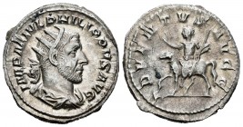 Filipo I. Antoniniano. 245 d.C. Roma. (Spink-8916). (Ric-26b). (Seaby-3). Rev.: ADVENTVS AVGG. El emperador a caballo a izquierda con cetro. Ag. 5,88 ...