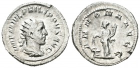 Filipo I. Antoniniano. 245-47 d.C. Roma. (Spink-8922). (Ric-28c). (Seaby-32). Rev.: ANNONA AVGG. Anona en pie con dos mazorcas de maíz y cuerno de la ...