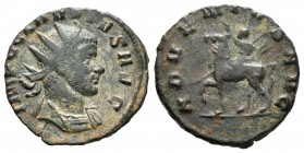 Claudio II El Gótico. Antoniniano. 268 d.C. Roma. (Spink-11314). (Ric-13). Rev.:  ADVENTVS AVG. El emperador a caballo a izquierda con cetro y levanta...