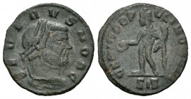 Severo II. 1/4 de follis. 305-307 d.C. Siscia. (Spink-14646). (Ric-125). Rev.: GENIO POPVLI ROMANI. Genio en pie a izquierda con patera y cuerno de la...