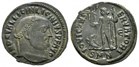 Licinio I. Follis. 313-315 d.C. Siscia. (Spink-15240). (Ric-541). Rev.: IOVI CONSERVATORI AVGG. Júpiter en pie a izquierda con globo, Victoria y cetro...