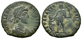 Valentiniano II. Mairorina. 383-387 d.C. Aquileia. (Spink-20273). (Ric-30c). Rev.: REPARATIO REI PVB / SMAQ P. Valentiniano levantando a mujer arrodil...