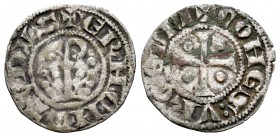 Corona de Aragón. Ermengol X (1267-1314). Dinero. Condado de Urgell. (Cru-128). Ve. 0,64 g. Báculo entre tréboles y punto.. MBC-. Est...40,00. English...
