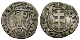 Corona de Aragón. Jaime I (1213-1276). Dinero. Aragón. (Cru-318). Anv.: ARA-GON. Busto coronado a izquierda. Rev.: IACOBVS REX. Cruz patriarcal. Ve. 1...