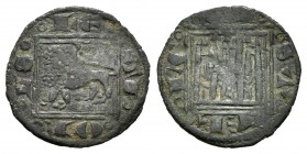 Reino de Castilla y León. Alfonso X (1252-1284). Óbolo. León. (Bautista-413). (Abh-284). Ve. 0,50 g. Con L en la puerta del castillo. MBC-. Est...25,0...