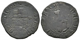 Fernando e Isabel (1474-1504). 2 maravedís. Granada. (Cal 2008-600 variante). Ae. 4,32 g. Castillo con cruz lanceolada a los lados y granada debajo. M...