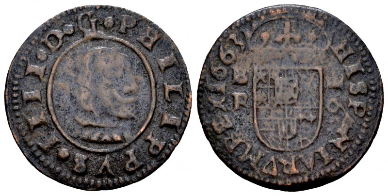 Felipe IV (1621-1665). 16 maravedís. 1663. Burgos. R. (Cal 2008-1249). (Cal 2019...