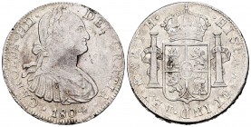 Carlos IV (1788-1808). 8 reales. 1804. México. TH. (Cal 2008-701). Ag. 26,91 g. MBC-. Est...75,00. English: Charles IV (1788-1808). 8 reales. 1804. Mé...