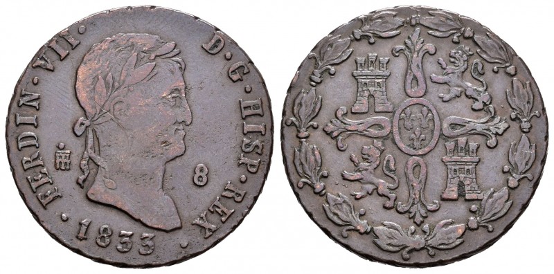 Fernando VII (1808-1833). 8 maravedís. 1833. Segovia. (Cal 2008-1697 variante). ...