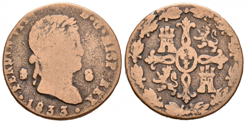 Fernando VII (1808-1833). 8 maravedís. 1833. Segovia. (Cal 2008-1697). Ae. 9,60 ...