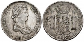 Fernando VII (1808-1833). 8 reales. 1821. Guadalajara. FS. (Cal 2008-445). (Cal 2019-1210). Ag. 26,93 g.  Rayitas de limpieza delante del busto. MBC/M...