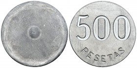 Guerra Civil (1936-1939). 500 pesetas. Anglés. Anv.: Sin inscripción. Al. 9,98 g. Prueba en aluminio. Rayitas. EBC. Est...60,00. English: Civil War (1...